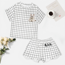 画像をギャラリービューアに読み込む, うちの子・ペットの写真で作る カスタムパジャマ 半袖|犬・猫 オリジナルパジャマセット チェク柄|Unimstar