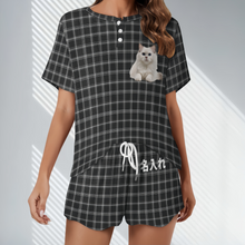 画像をギャラリービューアに読み込む, うちの子・ペットの写真で作る カスタムパジャマ 半袖|犬・猫 オリジナルパジャマセット チェク柄|Unimstar