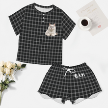 画像をギャラリービューアに読み込む, うちの子・ペットの写真で作る カスタムパジャマ 半袖|犬・猫 オリジナルパジャマセット チェク柄|Unimstar