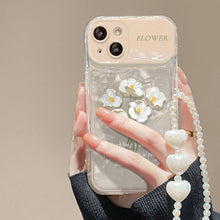 画像をギャラリービューアに読み込む, iPhoneケース ストラップ付き 花 シンプル 高級感 スタンド機能 ミラー付き