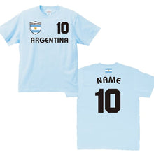 画像をギャラリービューアに読み込む, 【オーダーメイド】名前入り アルゼンチンサッカーユニフォームTシャツ  アルゼンチン代表 アルビセレステ レプリカ 背番号&名入れ 家族Tシャツ☆ファミリーデザイン 背ネーム マーキング