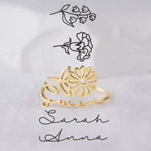 画像をギャラリービューアに読み込む, 【オーダーメイド】誕生花♡名入りの指輪 リング
