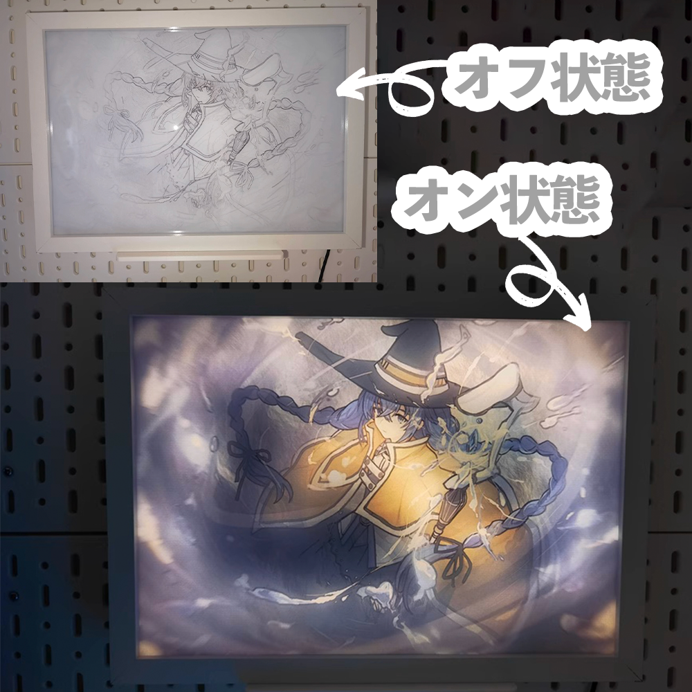 線描きLEDフォトフレーム】点灯して色付き｜完全オリジナル｜オーダー
