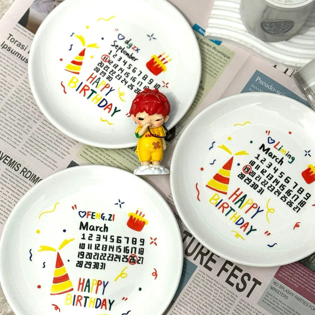 オーダーメイド】オリジナルプレート 日付入り 名入れ皿 誕生日