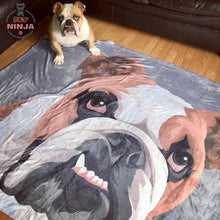 画像をギャラリービューアに読み込む, ペットの写真から似顔絵で作る オリジナルブランケット|犬・猫 名入れ 毛布|カスタム 膝掛け 純色