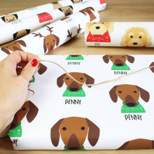 画像をギャラリービューアに読み込む, うちの子お名前入り★包装紙 ラッピングペーパー☆クリスマスプレゼント♪名前犬デザイン