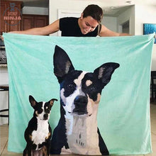 画像をギャラリービューアに読み込む, ペットの写真から似顔絵で作る オリジナルブランケット|犬・猫 名入れ 毛布|カスタム 膝掛け 純色