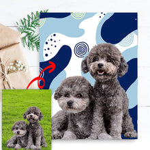 画像をギャラリービューアに読み込む, ペットの写真から似顔絵で作る オリジナルブランケット|犬・猫 名入れ 毛布|カスタム 膝掛け 春のグリーン|Unimstar