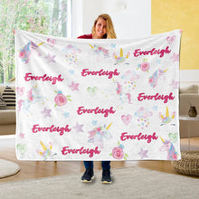 画像をギャラリービューアに読み込む, オーダーメイド 名入れ ブランケット 出産祝いギフト プレゼント 女の子 男の子 赤ちゃん おしゃれ かわいい オリジナルひざ掛け ベビーカー 夏 冷房対応 ふわふわ もこもこ ユニコーン|Unimstar