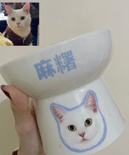 画像をギャラリービューアに読み込む, ペットの写真入り 餌入れ|犬・猫 オリジナル似顔絵と名入れ フードボウル|高さを出した 用食器