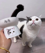 画像をギャラリービューアに読み込む, ペットの写真入り 餌入れ|犬・猫 オリジナル似顔絵と名入れ フードボウル|高さを出した 用食器