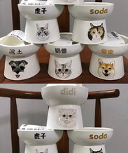 画像をギャラリービューアに読み込む, ペットの写真入り 餌入れ|犬・猫 オリジナル似顔絵と名入れ フードボウル|高さを出した 用食器