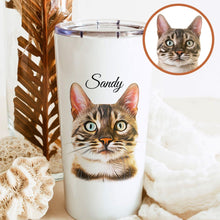 画像をギャラリービューアに読み込む, 【カスタマイズ】ペットの写真でタンブラー 蓋付き|犬・猫 名入れ 似顔絵|ステンレス 保温 保冷