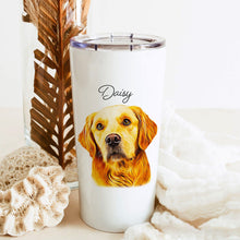 画像をギャラリービューアに読み込む, 【カスタマイズ】ペットの写真でタンブラー 蓋付き|犬・猫 名入れ 似顔絵|ステンレス 保温 保冷