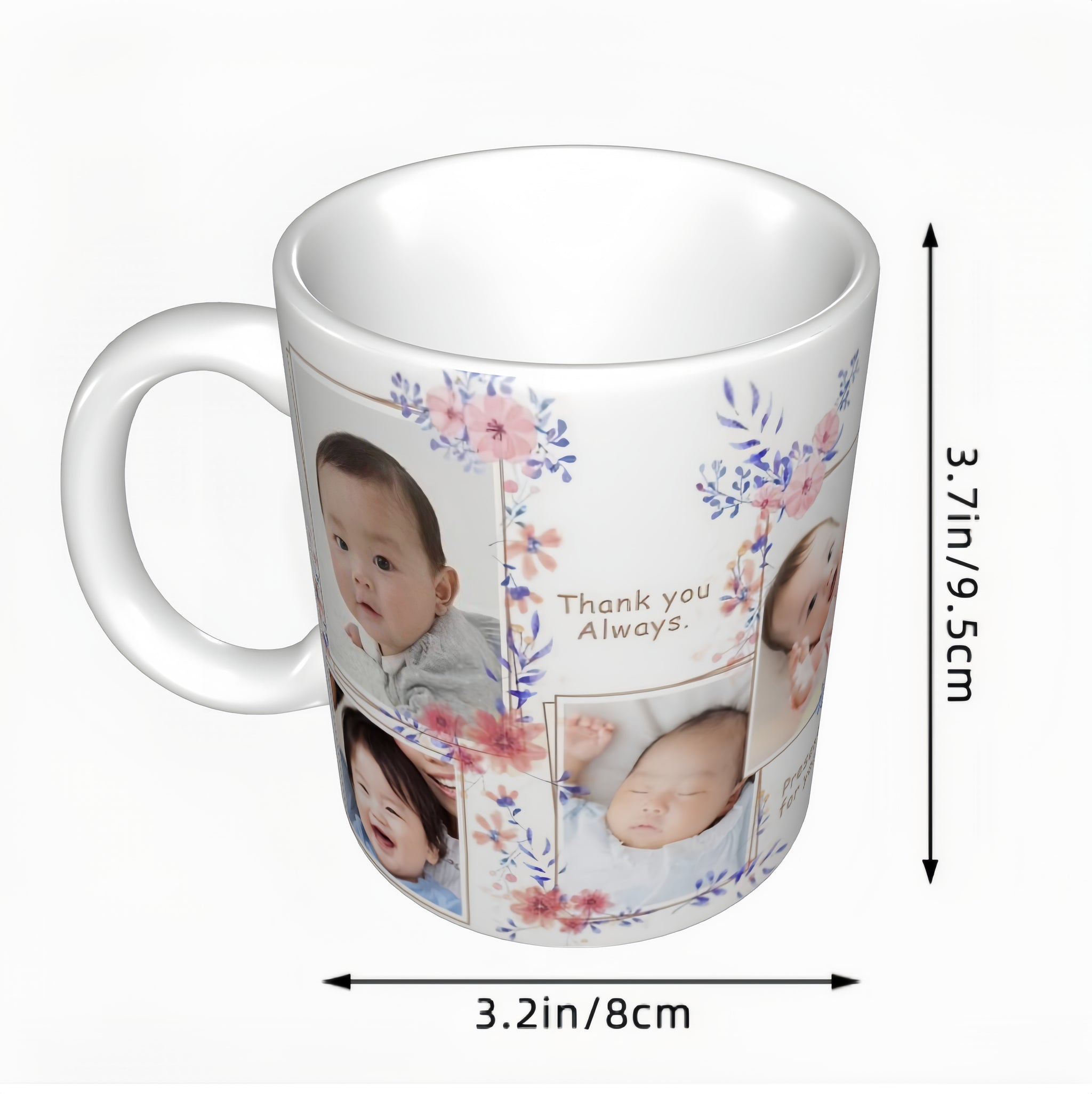 オーダーメイド】写真入り カスタマイズ可能なマグカップ 花柄 記念品