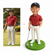 画像をギャラリービューアに読み込む, 写真から作る世界に一つのゴルフフィギュア。シニア男性の笑顔とゴルフウェアを忠実に再現した、還暦や退職記念にぴったりのオーダーメイド商品
