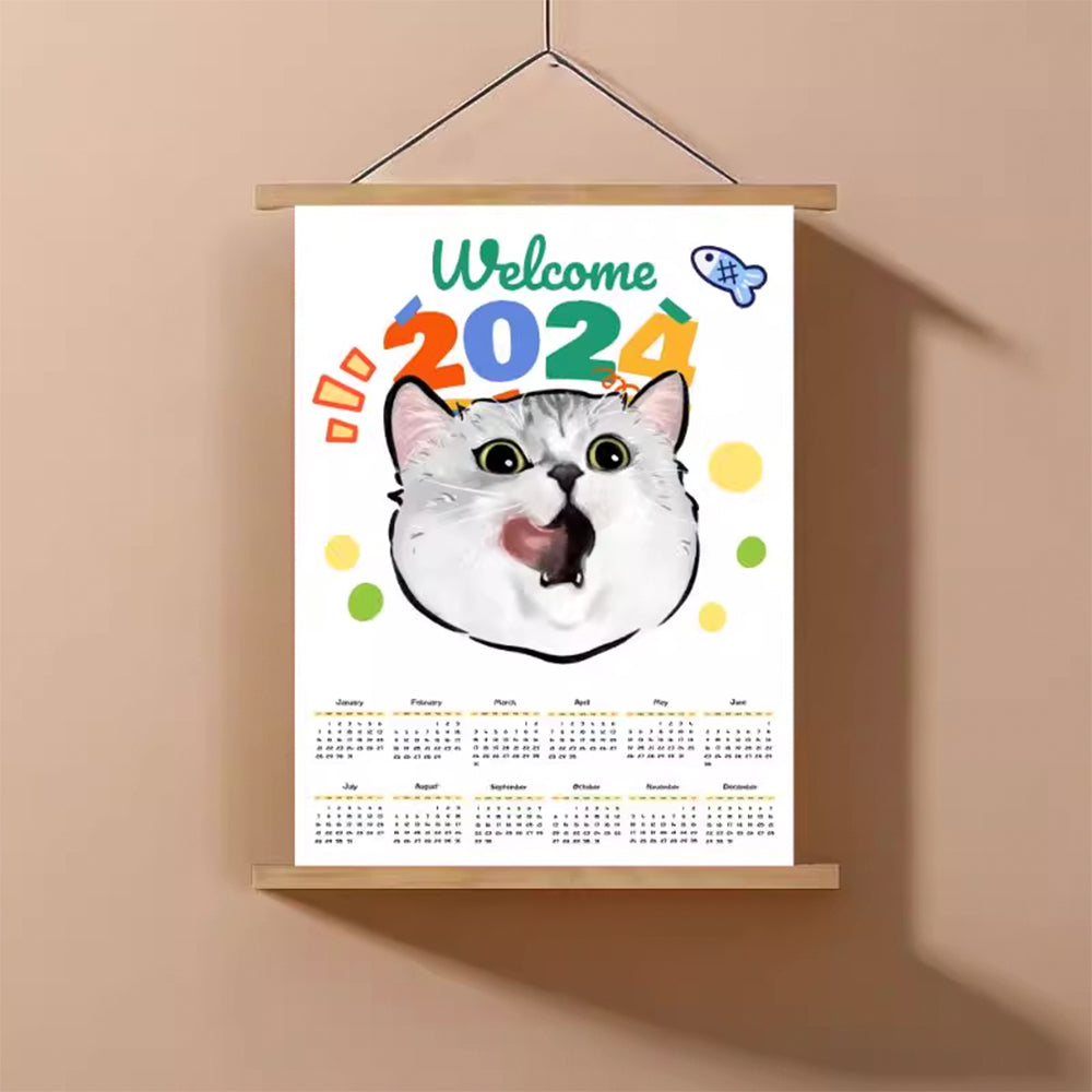 【オーダーメイド】ペットの写真で　オリジナル手描きカレンダー｜うちの子　名前・写真入り｜ペットグッズ　愛犬・愛猫