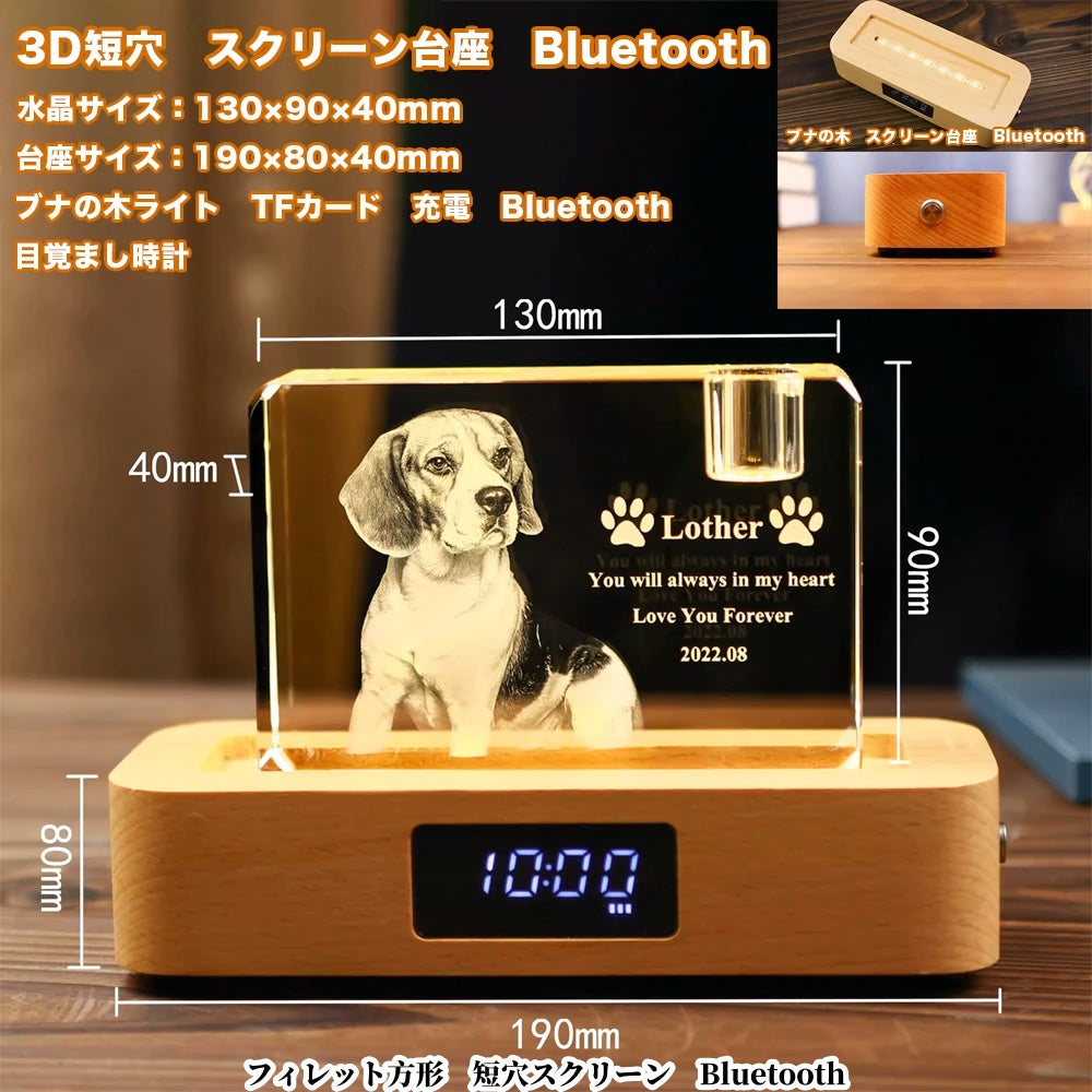 オーダーメイド】名入れ写真入り水晶 クリスタル3D彫刻 ｜ペットの写真