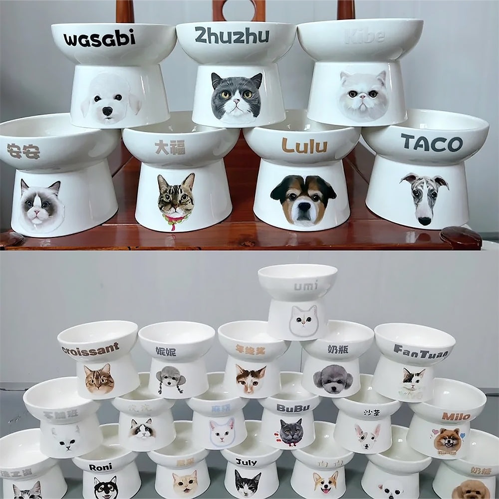 ペットの写真入り 餌入れ｜犬・猫 オリジナル似顔絵と名入れ フード