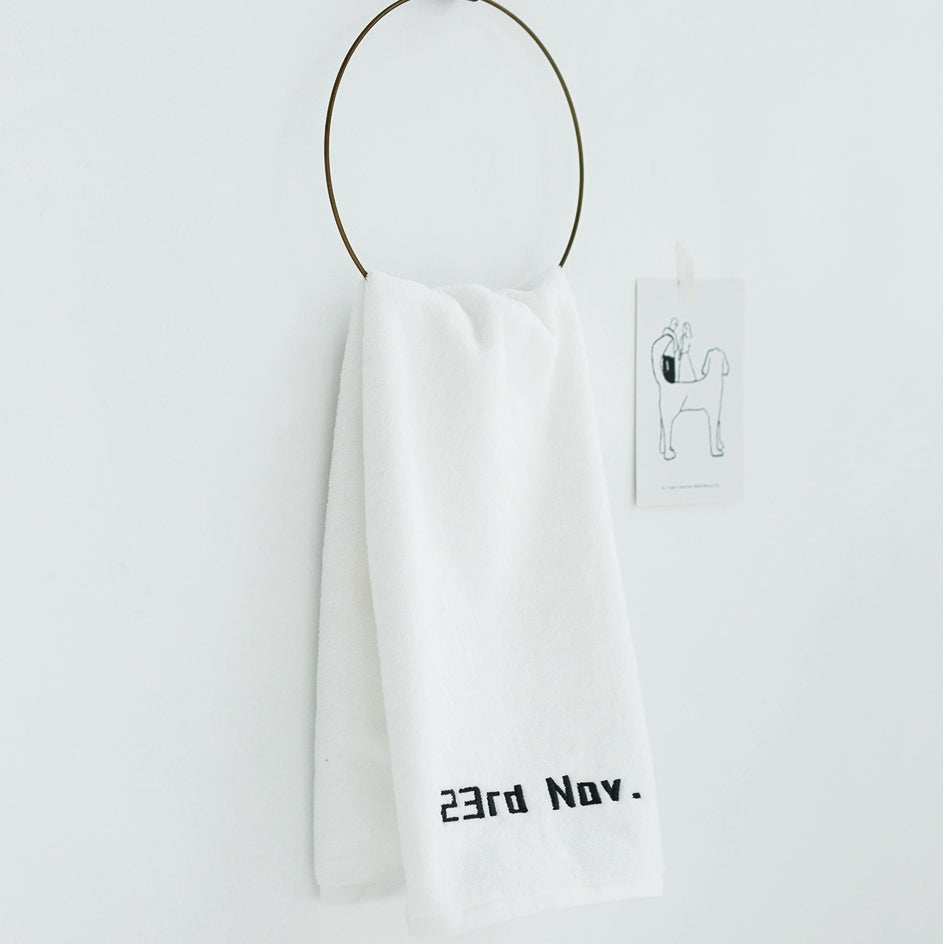 乾布摩擦タオル061 ハンドメイド オーダー オーダーメイド 日付刺繍