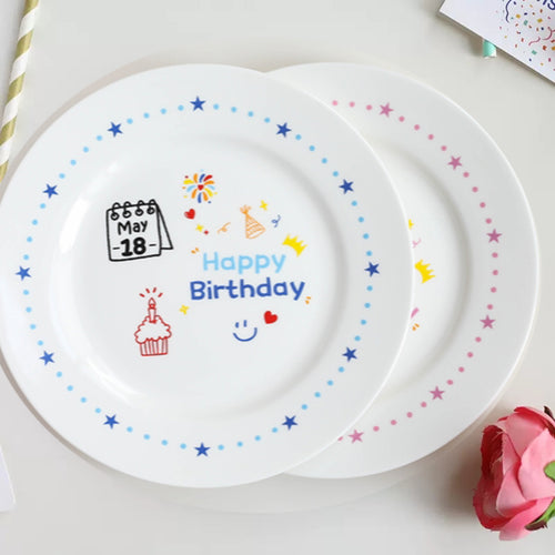 カスタマイズ食器　誕生日卒業日付入りお皿　おしゃれ　ケーキ皿　デザートプレート