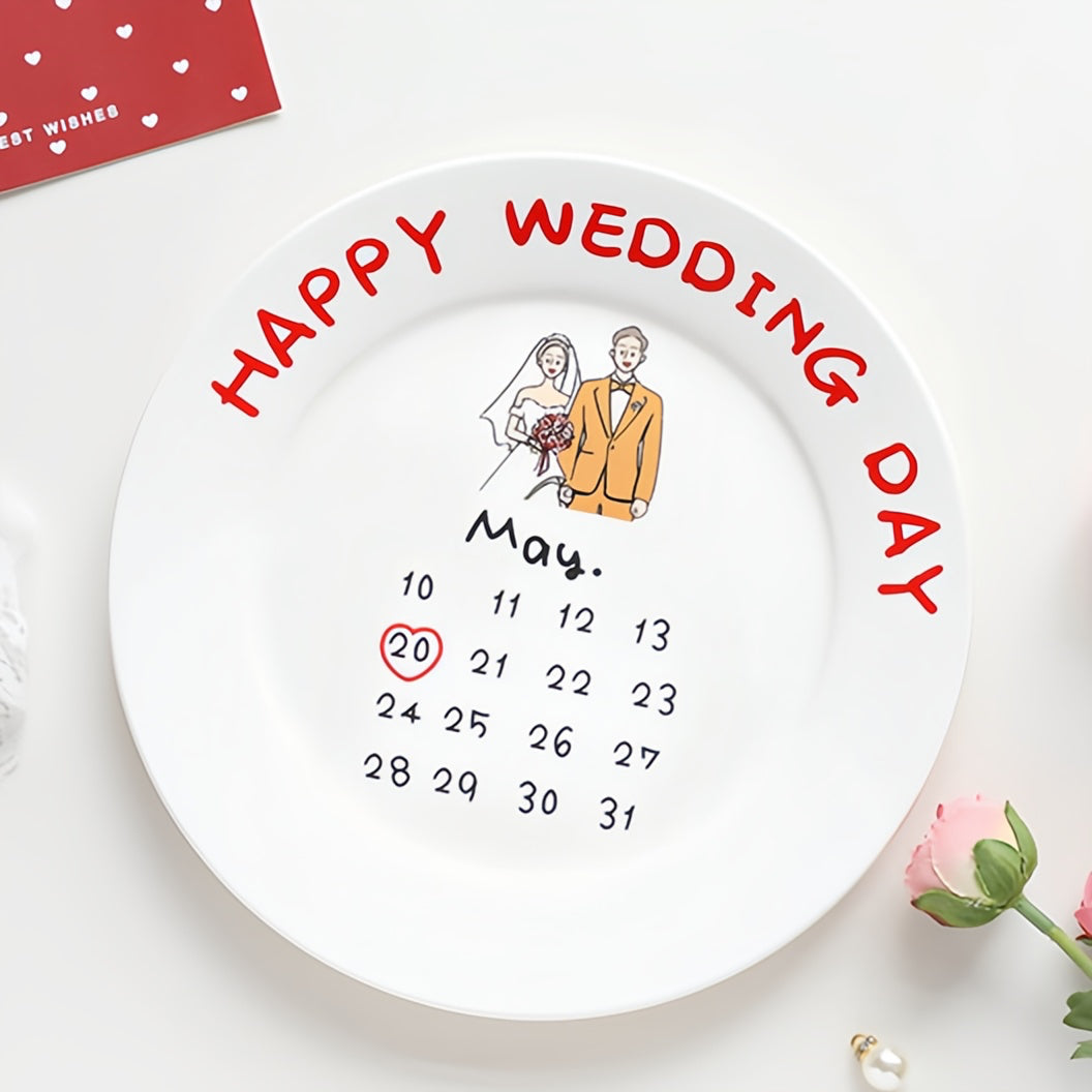 オーダーメイド】オリジナルプレート 日付入りお皿｜陶磁器 結婚祝い