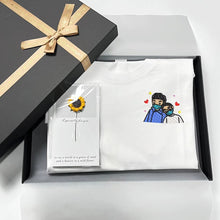 画像をギャラリービューアに読み込む, カップル向けオーダーメイドの刺繍入りコットン半袖Tシャツ

