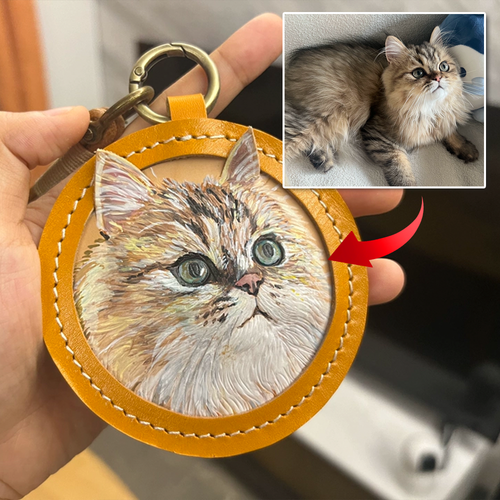 ストラップ　カスタマイズ　キーホルダー　ペットの写真　牛革　手作り