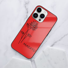 画像をギャラリービューアに読み込む, iphoneケース　名入れ誕生花♪ガラス製のスマートフォンケース♪誕生日ギフト・かわいい おしゃれ
