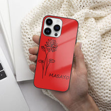 画像をギャラリービューアに読み込む, iphoneケース　名入れ誕生花♪ガラス製のスマートフォンケース♪誕生日ギフト・かわいい おしゃれ
