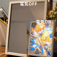 画像をギャラリービューアに読み込む, カスタマイズ LEDフォトフレーム 点灯して絵が浮上する 写真で作る 鏡 光る絵 アニメグッズ 記念品
