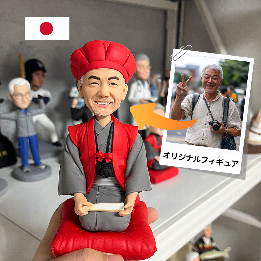 お写真で作るオリジナル ボブルヘッド 自分のフィギュア 記念ギフト 御祝 還暦 金婚式