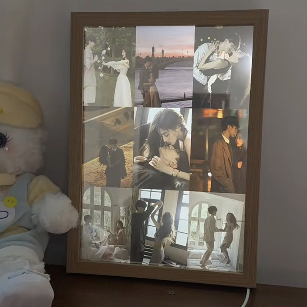 カスタマイズ LEDフォトフレーム 点灯して絵が浮上する 写真で作る 鏡