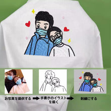画像をギャラリービューアに読み込む, カップル向けオーダーメイドの刺繍入りコットン半袖Tシャツ
