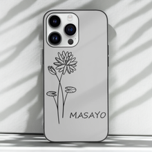 画像をギャラリービューアに読み込む, iphoneケース　名入れ誕生花♪ガラス製のスマートフォンケース♪誕生日ギフト・かわいい おしゃれ
