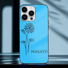 画像をギャラリービューアに読み込む, iphoneケース　名入れ誕生花♪ガラス製のスマートフォンケース♪誕生日ギフト・かわいい おしゃれ
