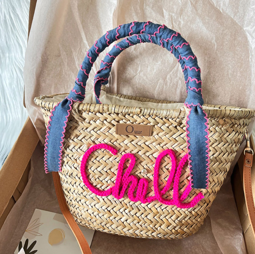 オーダーメイド】名入れ バスケットバッグ｜手作り 肩掛け 名前入り