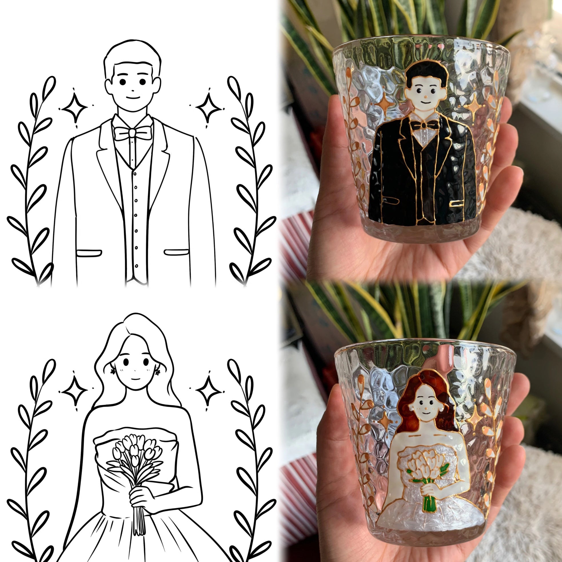 オーダーメイド】写真から手描きグラス｜結婚祝い 記念日ギフト
