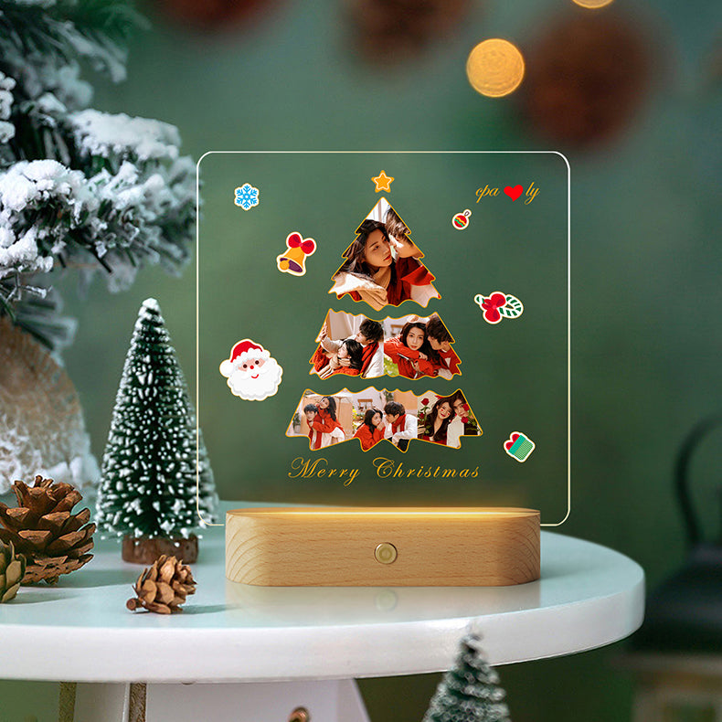 写真入り木製ナイトライト メッセージ入り｜クリスマスプレゼント