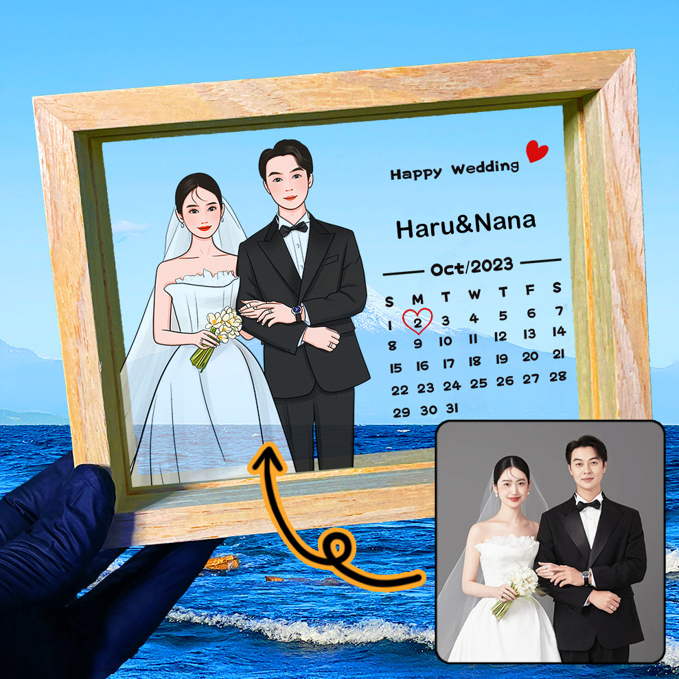 写真から手描きイラストに　フォトフレーム・写真たて｜結婚祝い　記念日　プレゼント｜Unimstar
