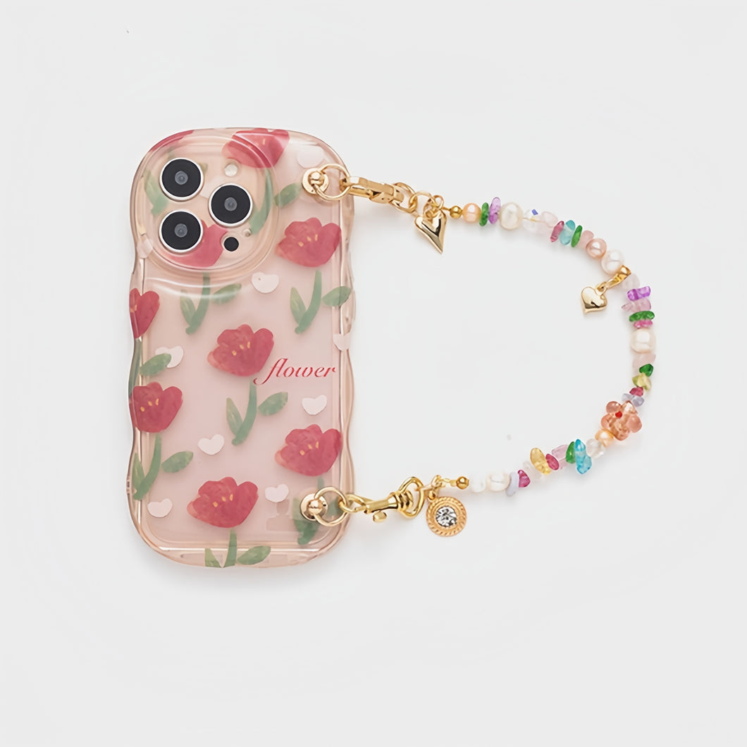 iPhoneケース　ストラップ付き　お花　おしゃれ　大人可愛い