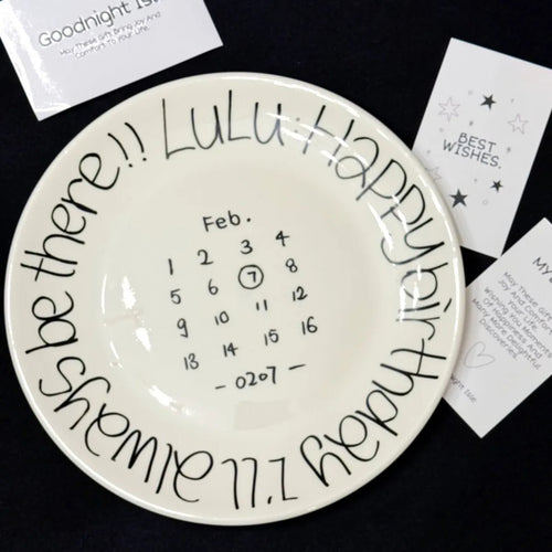 【オーダーメイド】オリジナルプレート　日付入り　名入れ皿　誕生日プレゼント