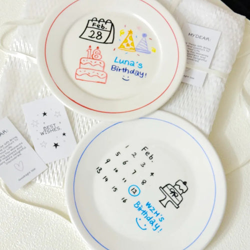 【オーダーメイド】オリジナルプレート　日付入り　名入れ皿　誕生日プレゼント